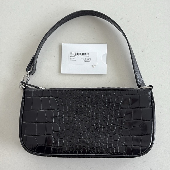 NWT BY Far rachel crocodile enbossed leather, silver detail
